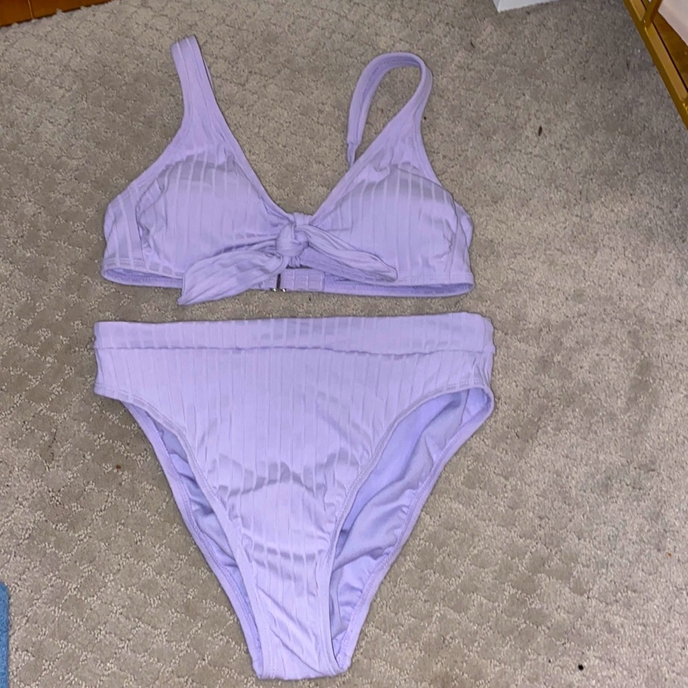 Xhilaration Ribbed High Waisted Purple Bikini